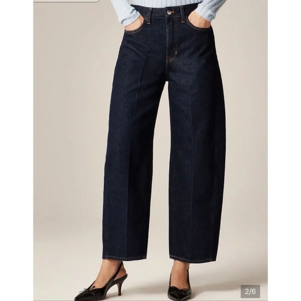 J.Crew Lasso Barrel Jean in dark rinse wash NWT size P27